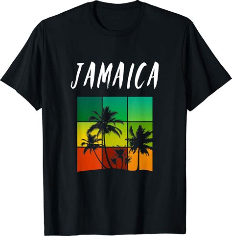 Jamaica Souvenir T Shirt Retro Palm Trees Sunset Graphic