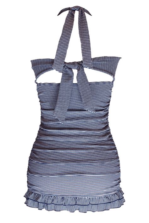 Open Back Ruched Halter Tankini Set