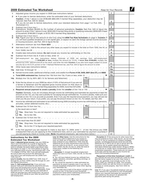 Form 1040 Es Estimated Tax For Individuals