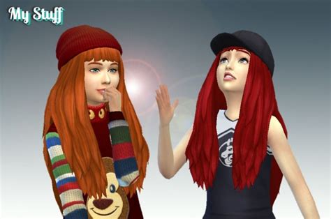 Mystufforigin Long No Dipped Color For Girls Sims 4 Hairs
