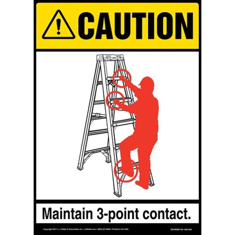 Caution 3 Point Contact Step Ladder Sign Ansi Jj Keller