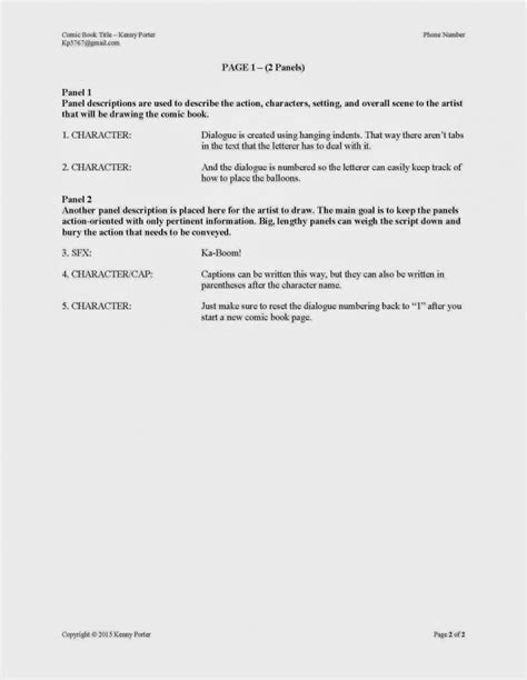 Comic Book Script Format Template ~ Addictionary