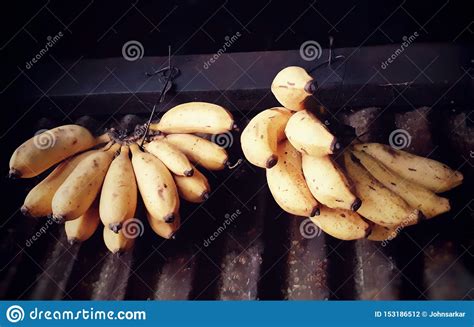 Ripe Yellow Bananas Hanging Inside A Shop Stock Photo Image Of Shop
