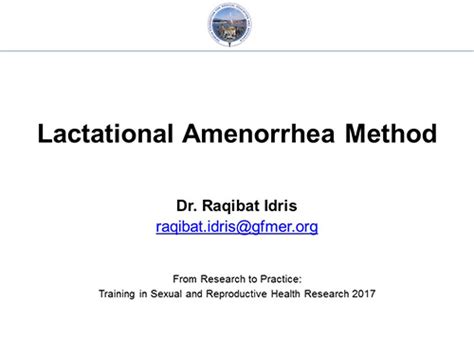 Lactational Amenorrhea Method Raqibat Idris