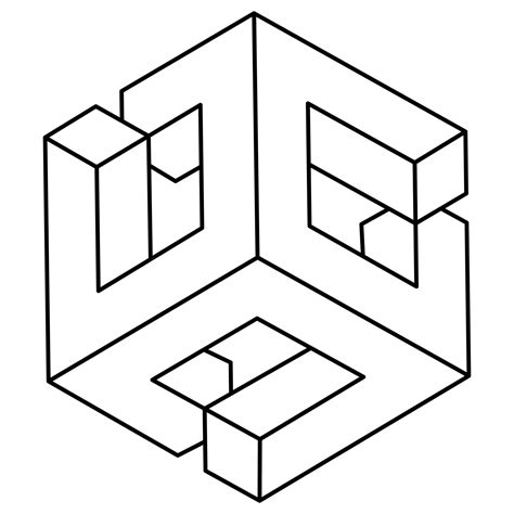 Impossible Cube Line Design Impossible Shape Optical Illusion Object