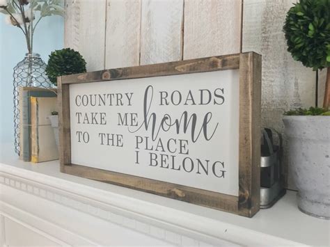 Country Roads Take Me Home Sign John Denver Song Lyrics Etsy
