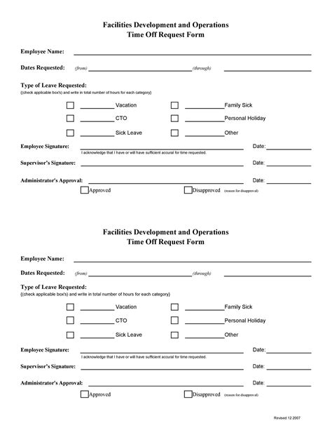 Template Printable Time Off Request Form Free Printable Templates