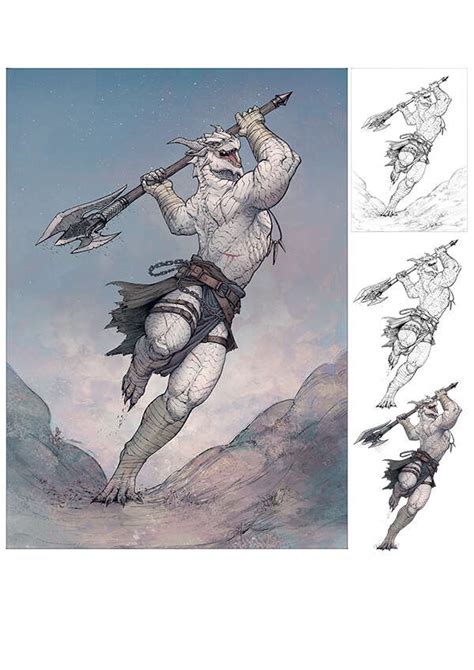 Character Stock Sketch And Color Series Dragonborn Berserker Vagelio