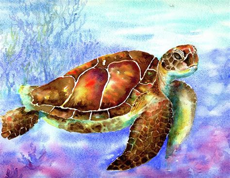 Turtles Swim Free Painting By Linda Eader Fine Art America
