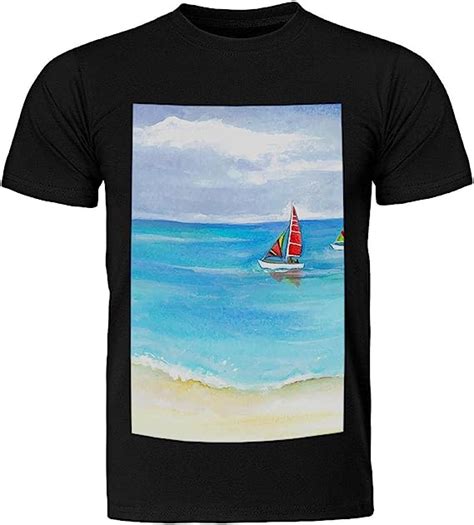 T Shirt mit Segelboot auf dem großen Meer Unisex kurzärmelig Amazon de Fashion