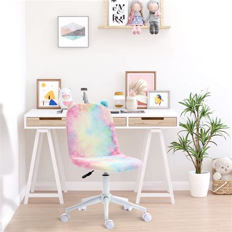 Fluffy Unicorn Office Chair With Swivel Wheel