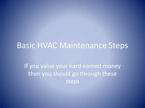 Basic Hvac Maintenance Steps