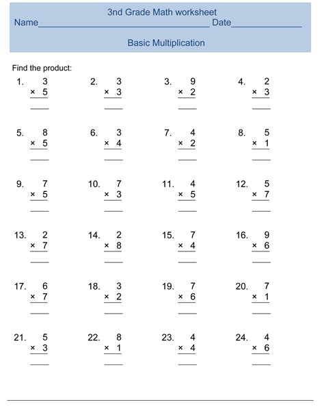 Math Problem Worksheets For 3rd Graders
