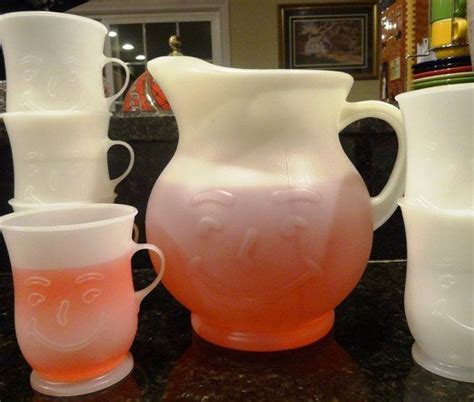 1960s vintage kool aid pitcher and 6 cups 2 quart pitcher kool kool aid 1960s vintage