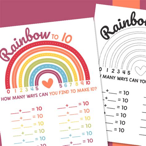 Rainbow To 10 Addition Printables