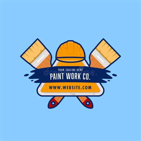 Paint Work Painting Company Logo Badge Emblem With Painting Brush