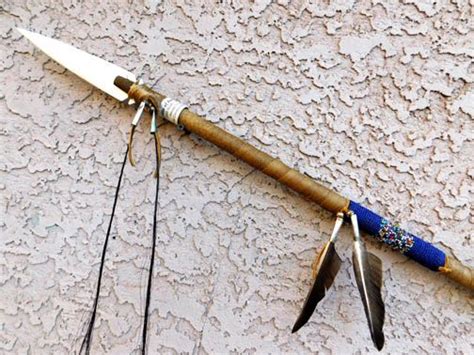 Native American Navajo Made Beaded Warrior Spear At Kachina House