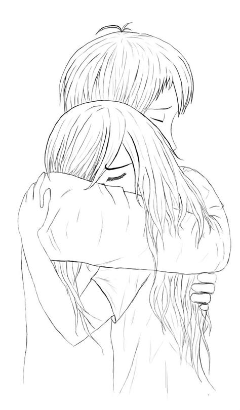 Hug Lineart By Illsa On Deviantart Couple Drawings Cute Couple Drawings Hugging Drawing