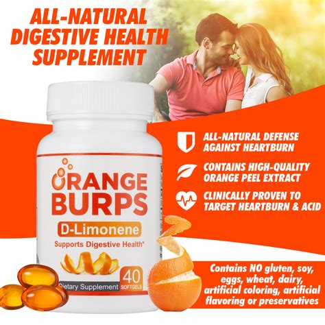 Orange Burps D Limonene Dietary Supplement Orange Peel Extract Softgels