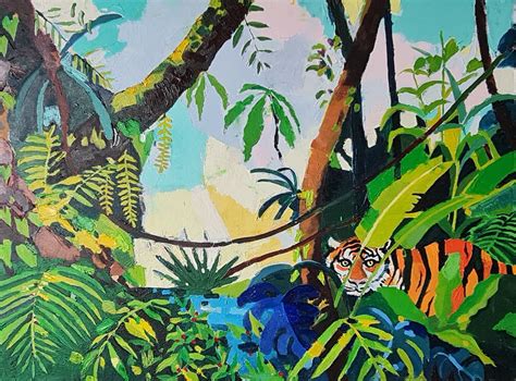 Jungle Tiger Original Oil Painting Etsy