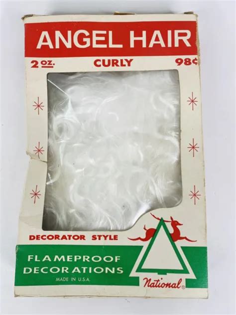 Vintage Curly White Angel Hair Spun Glass National Tinsel Co 2 Oz