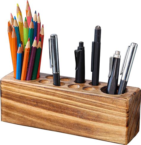 Hoffengwell Desk Pen Holder Solid Wood Desk Pen India Ubuy