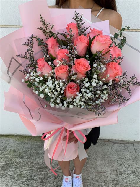 12 Fresh Pink Roses Bouquet I Do Flowers And Ts