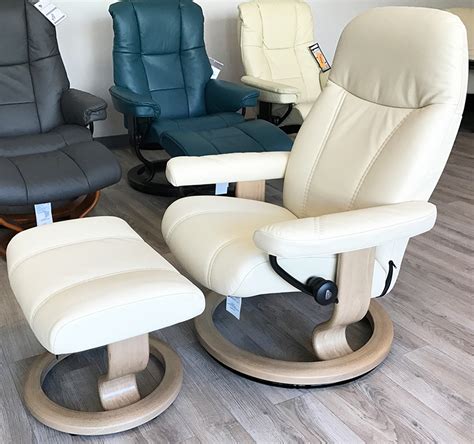 Stressless Consul Recliner Chair And Ottoman Batick Cream Leather By
