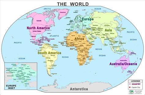 World Map With Countries Names And Continents World Map With Countries
