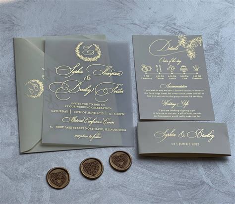 Elegant Vellum Wedding Invitations Custom Design Pietrapaperdesign