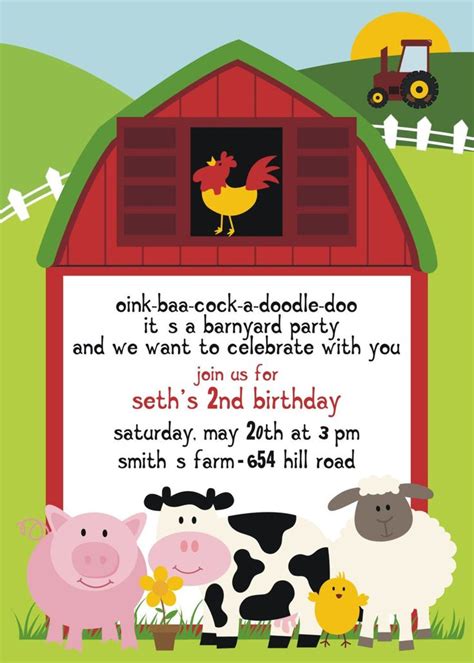 printable barnyard farm invitation template