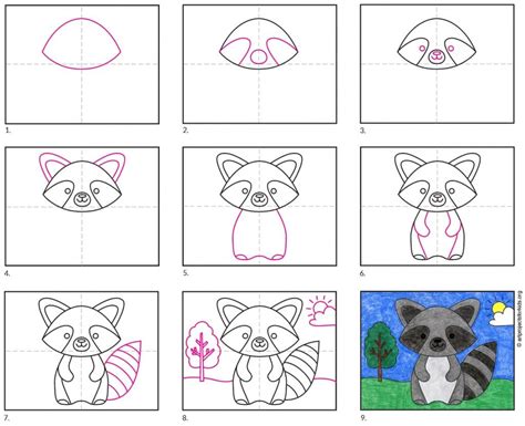 How To Draw An Easy Raccoon · Step By Step Drawing Lesson For Kids — Jinzzy