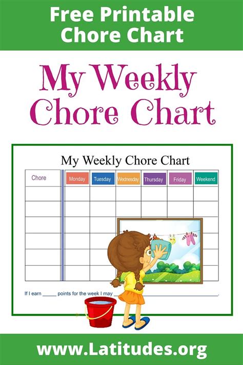 Colorful Weekly Chore Chart Fillable Acn Latitudes Chore Chart