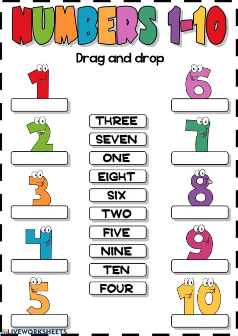 Numbers 1 10 Drag And Drop Interactive Worksheet