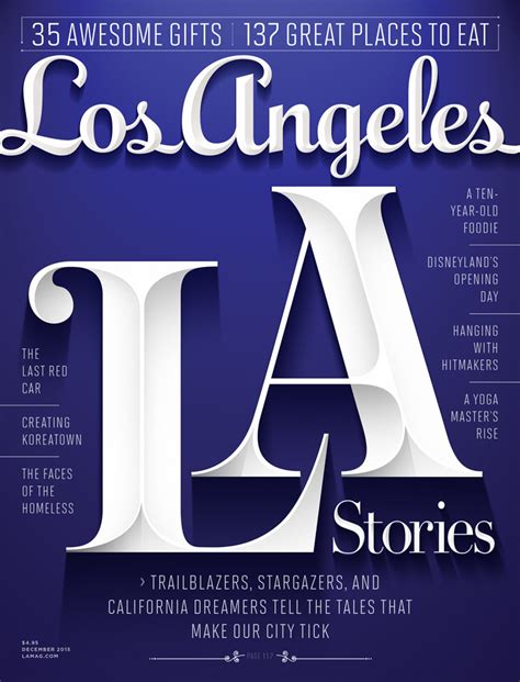 Cover Los Angeles Magazine Dec 2015 Luke Lucas Typographer Graphic Designer Art Director