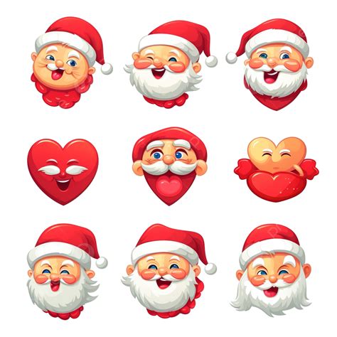 Emojis In Love Santa Vector Set Emoji Christmas Characters With Inlove