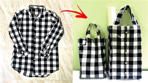 Diy Recycling A Shirt To 2 Shopping Bags Recycle Old Clothes