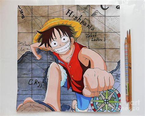 Luffy Color Drawing From One Piece Anime Drawing By Maryna Povhanych