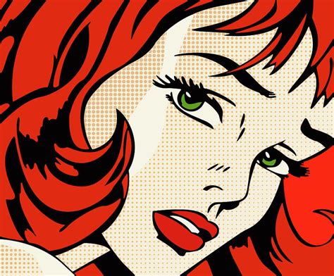 Redhead Roy Lichtenstein Style Digital Art By Retro Pops