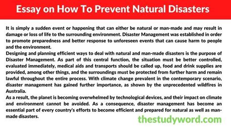 Essay On How To Prevent Natural Disaster In English 2023
