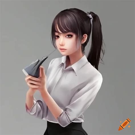 Japanese Teacher In White Shirt And Black Tight Skirt