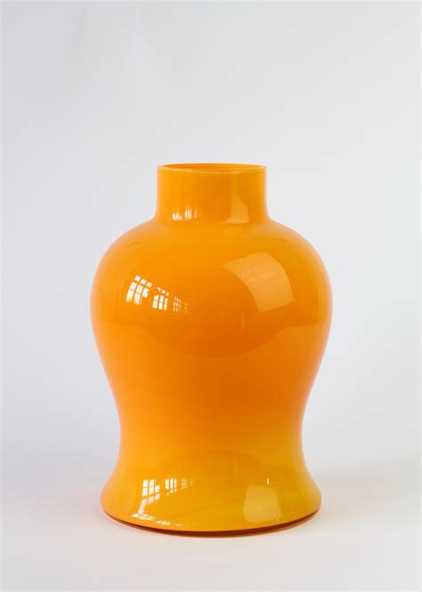 Cenedese Orange Vintage Midcentury Italian Murano Glass Vase For Sale At 1stdibs Orange