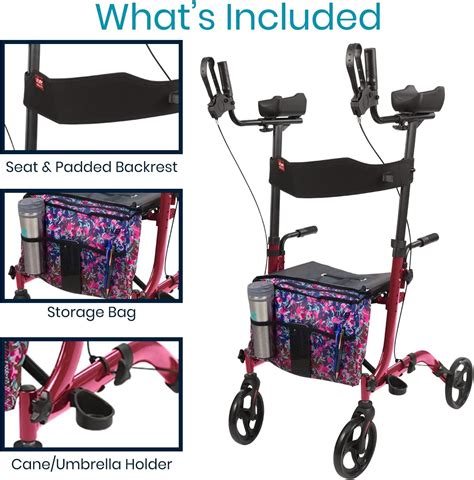Vive Mobility Upright Walker With Seat For Seniors Women Stand Up
