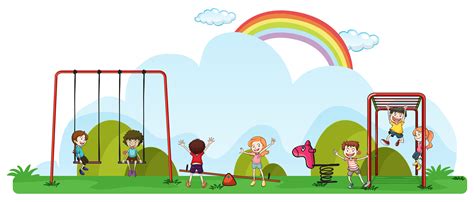 Happy Children Playing In Playground 445165 Vector Art At Vecteezy