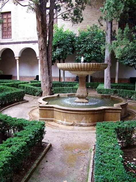 Spanish Garden Courtyard Central Water Feature Fountain Arch Gallery