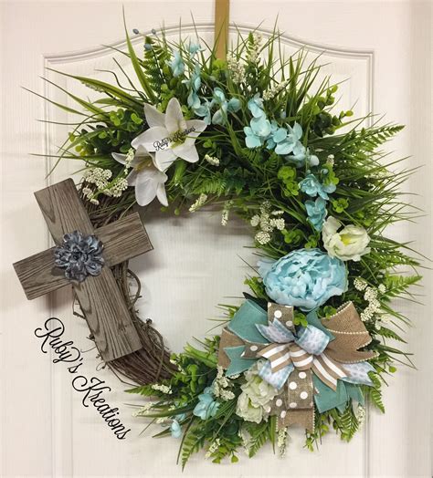 Easter Grapevine Wreath - Cross Wreath - Teal Wreath | Easter grapevine wreath, Grapevine wreath ...