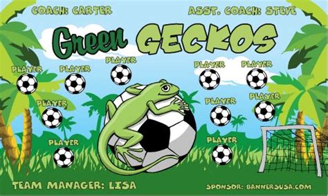 Green Geckos Digitally Printed Vinyl Soccer Sports Team Banner Made In