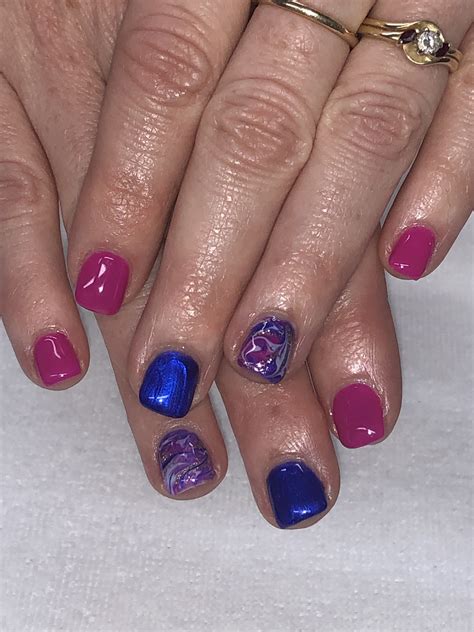 Pink Royal Blue And Marble Gel Nails Cute Toe Nails Toe Nail