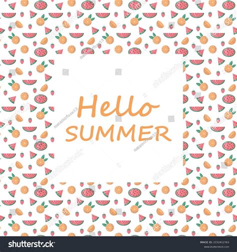 Summer Postcard Frame Fruits Watermelons Oranges Stock Vector Royalty