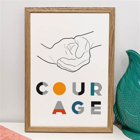 Courage Illustrated Line Drawing And Typography Print By La Fam